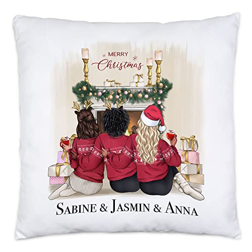 Kiddle-Design Weihnachtskissen Personalisiert 3 Freundinnen BFF Kissen Idee Geschenk Beste Freundin...