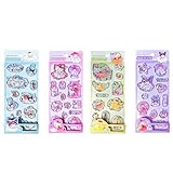 KRGNPLE 水入りシール ウォーター ぷくぷくシール 3D 立体 4 枚入り カートゥーンキャラクター 精巧な柄 手帳用装飾 DIY クリエイティブ ファッション 女の子 個性的 かわいい ギフト（No.6）