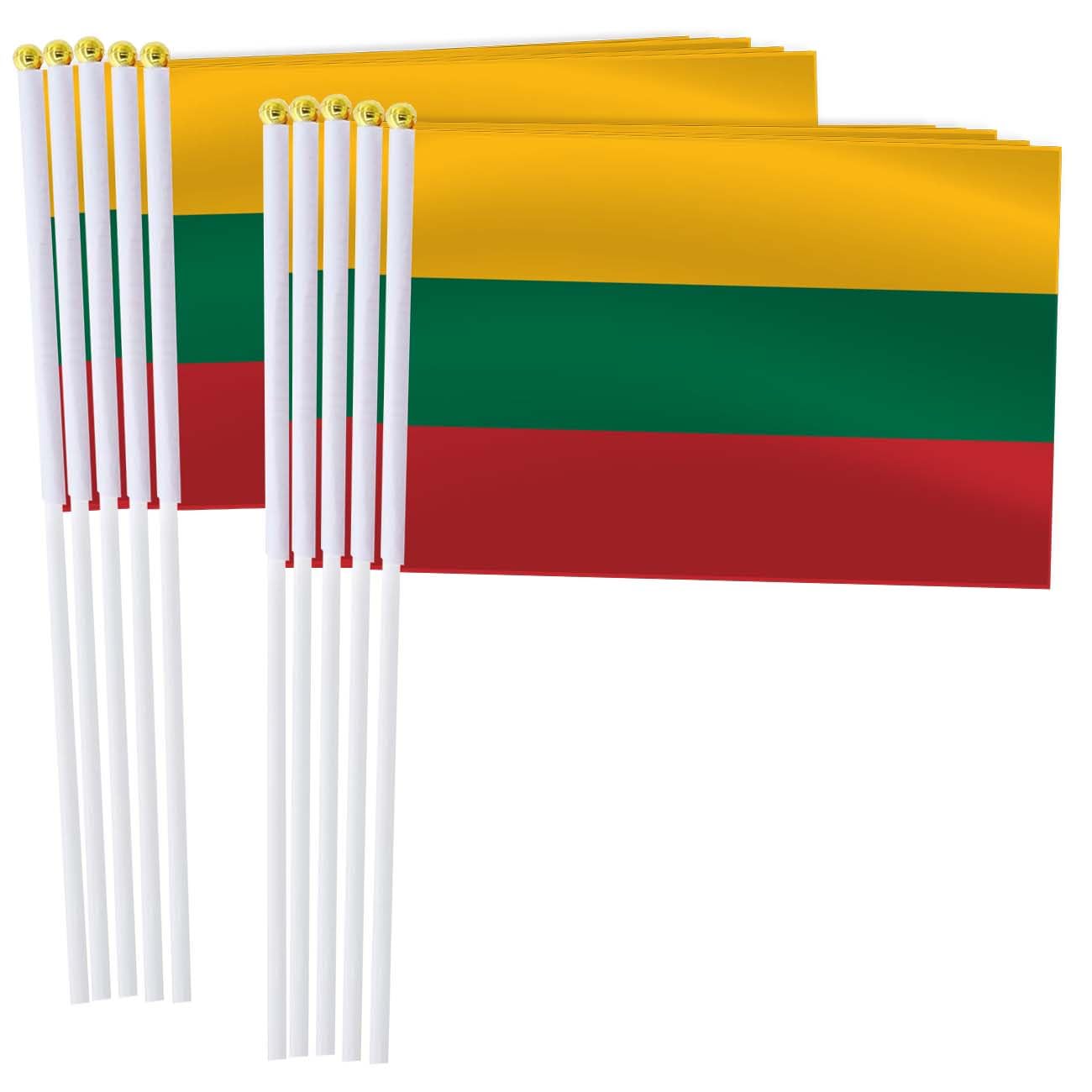 25 Pack Lithuania Handheld Small Flag,Mini Lithuanian Hand Held Miniature Stick Decor โ image 1