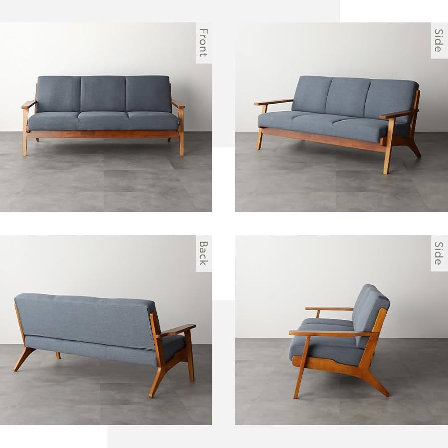 Amazon｜RASIK ソファー 2人掛け 2人用 グレー 肘付き 木枠 天然木