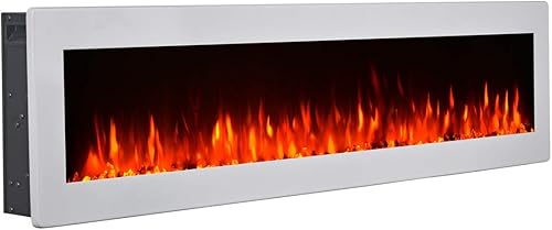 GMHome Chimenea eléctrica montada en la pared de 50 pulgadas, calentador independiente con efecto de llama de cristal con 9 colores de llama
