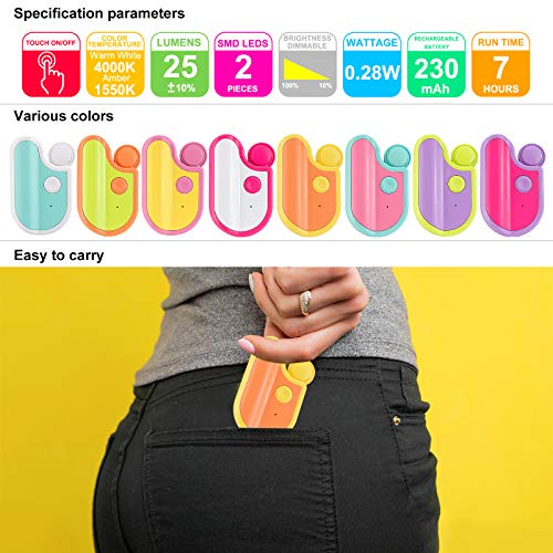 Image of Amber Reading Light Rechargeable, Book Light Kids for Reading in Bed, Clip On Reading Book Light, 2 Lighting Modes, Blue Light Blocking for Eye-Care, Small Bookmark Light for Bookworm-Yellow
