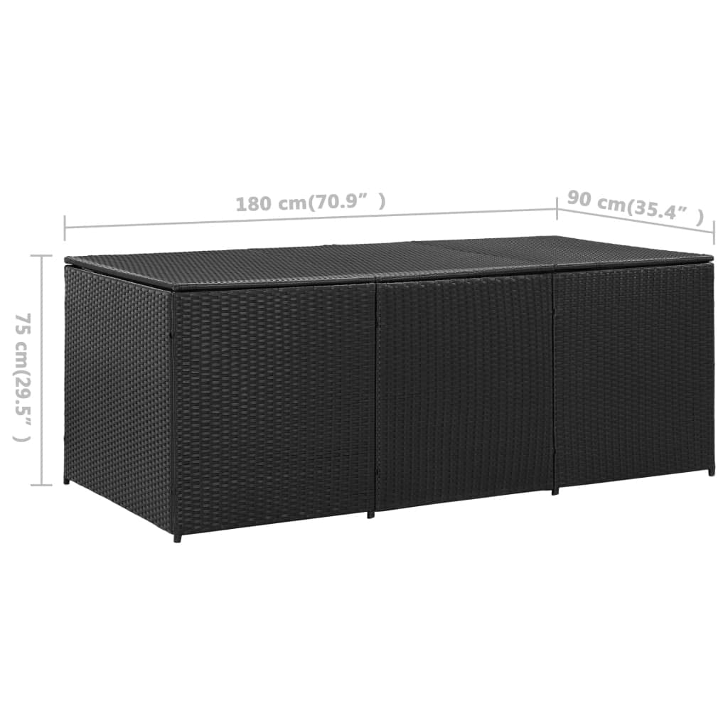 Coffre de Rangement Extérieur en Résine Tressée, Boîte de Rangement Jardin, Coffre de Stockage 180x90x75 cm (Noir)
