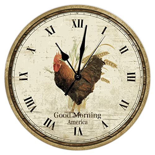 Horloge murale coq doré silencieuse sans tic-tac pour rester zen
