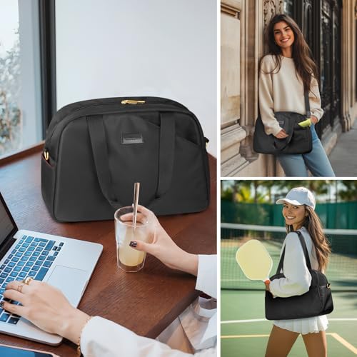CHICECO Pickleball Tote Bag - Large Black Pickleball Bags for Women, Stylish Nylon Paddle Bag with Adjustable Strap, Stylish Padel bag for 2-4 Paddles and Shoes, Sports Gifts - Image 2