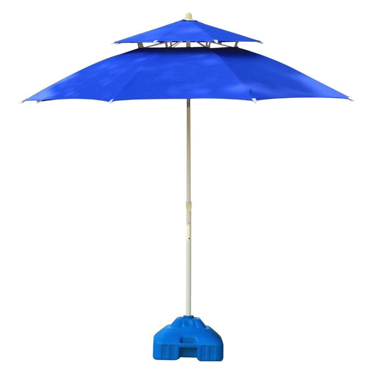 WDSOPK Outdoor Garden Parasols 7.5ft/9ft Double Top Patio Sun Shade for Beach/Pool/Garden Umbrellas Round Sunscreen, Water/UV-Resistant Market Umbrella(Blue-7.5 Ft)