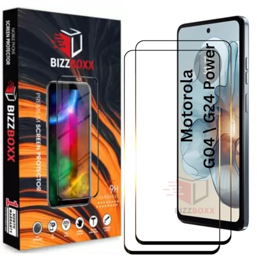 Image of Screen Protector Guard For Motorola Moto G04 | Moto G24 Power Tempered Glass Guard | Anti Static | Full Screen Coverage-Edge to Edge | 9H Hardness | With Easy Installation Kit (Pack of 2)