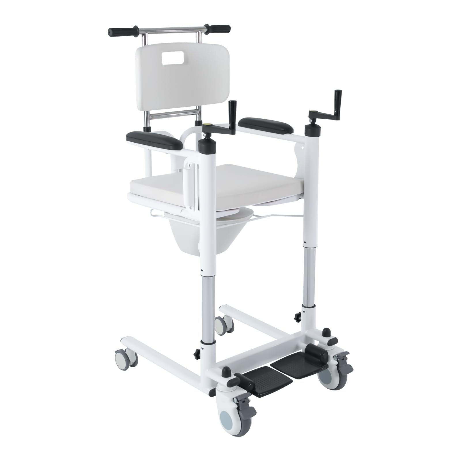 Silla elevadora de pacientes con altura regulable manualmente, asiento dividido de 180°, silla de ruedas multifunción con frenos, hasta 120 kg, para personas mayores, discapacitados, cuidado en casa