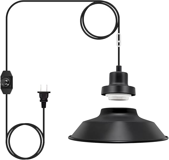 Industrial Hanging Lamp with Cord Plug in Hanging Lights Vintage