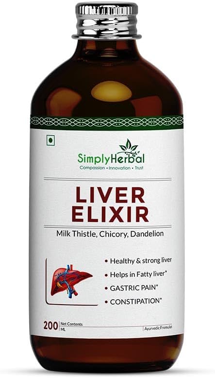 Simply Herbal Super Liver Elixir, Milk Thistle, Chicory, Dandelion | Healthy & Strong Liver, Boost Metabolsim & Improves Digestion (Pack of 1) 200ml each
