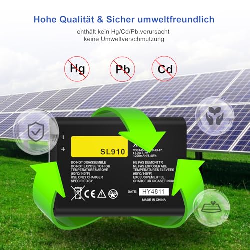 1200mAh Akku für Siemens Gigaset Model SL910 SL910A SL910H V30145-K1310K-X447, V30145-K1310K-X447-0-HY, Neues Upgrade High-Density-Zellen hohe Kapazität Lithium-Ionen Akku Ersatz (Schwarz, SL910,A)