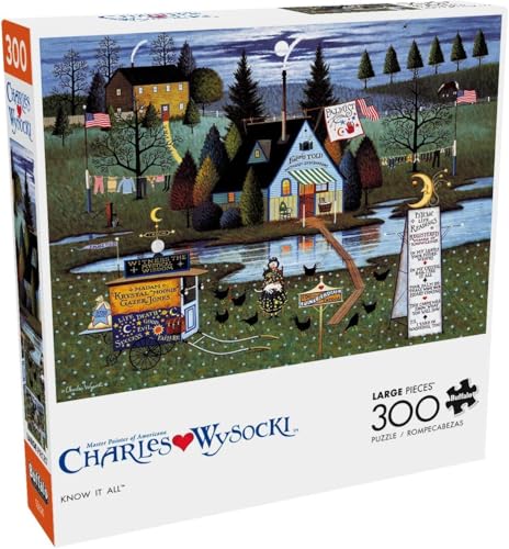 Buffalo Games - Charles Wysocki - Know it All - 300 Piece Jigsaw Puzzle for Adults -Challenging Puzzle Perfect for Game Nights - Finished Size is 21.25 x 15.00