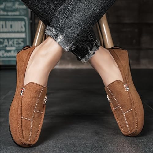 Resistant Anti-Slip Lightweight Mens Loafers Shoe Round Toe Suede Vamp Moccasins Driving Loafers3