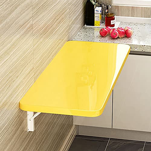 Escritorio plegable montado en la pared para el hogar, oficina, cocina, diseño flotante (amarillo, 90 x 40 pulgadas)