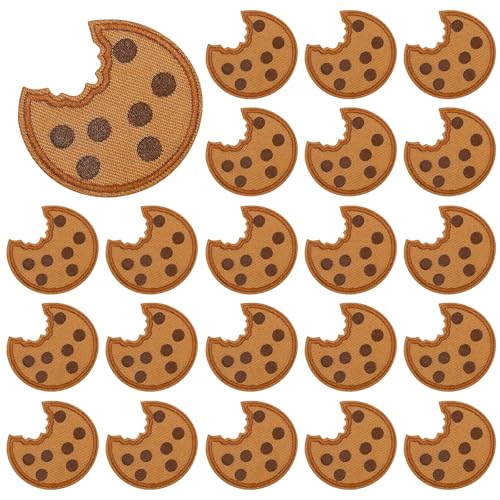 AUGSUN 30Pcs Cookie Iron on Patches Halloween Chocolate Chip Appliques