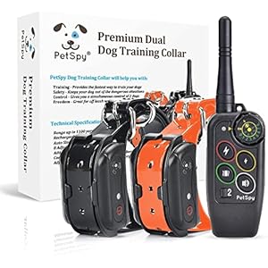 PetSpy M686 Premium Dog Training Shock Collar, 1100 Yards, Medium to Large Dogs, with Vibration, Electric Shock and Beep, Waterproof, Remote Trainer (Two Dogs)