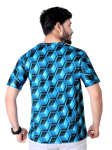 Image of Round Collar Cotton Poly Striped Printed T Shirt for Men Half Sleeve T-Shirt