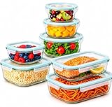 edihome, Recipientes de Cristal para alimentos, 14 Piezas (7 recipientes + 7...