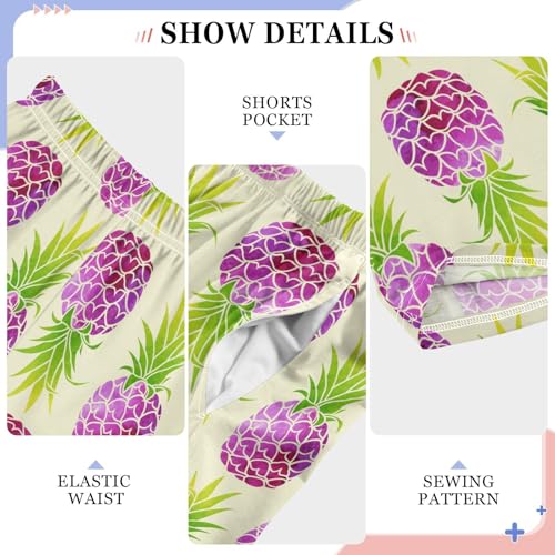 Purple Pineapple Boys Long Pants Soft Trousers Elastic Waist Kids Lounge Bottoms with Pockets S-XL4