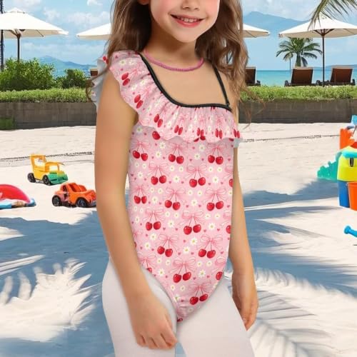 Image of Girls Swimsuit One Piece Ruffle Swimsuit Non-Slip Straps UPF 50+ for Girls Size 3-14 Years