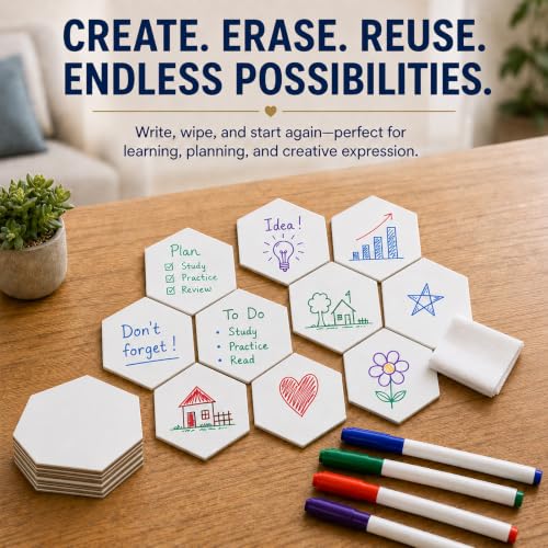 Dry Erase Hexagon Tiles, 25 PCS 2-Sided Blank Hex Game Board Pieces miniatura 5