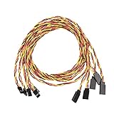 uxcell 5pcs 3-Pin Servo Extension Cable Cord Connector Twist Wire Male to Female 22AWG 60-Cores Servo Receiver Wire