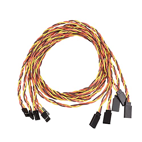 uxcell 5pcs 3-Pin Servo Extension Cable Cord Connector Twist Wire Male to Female 22AWG 60-Cores Servo Receiver Wire