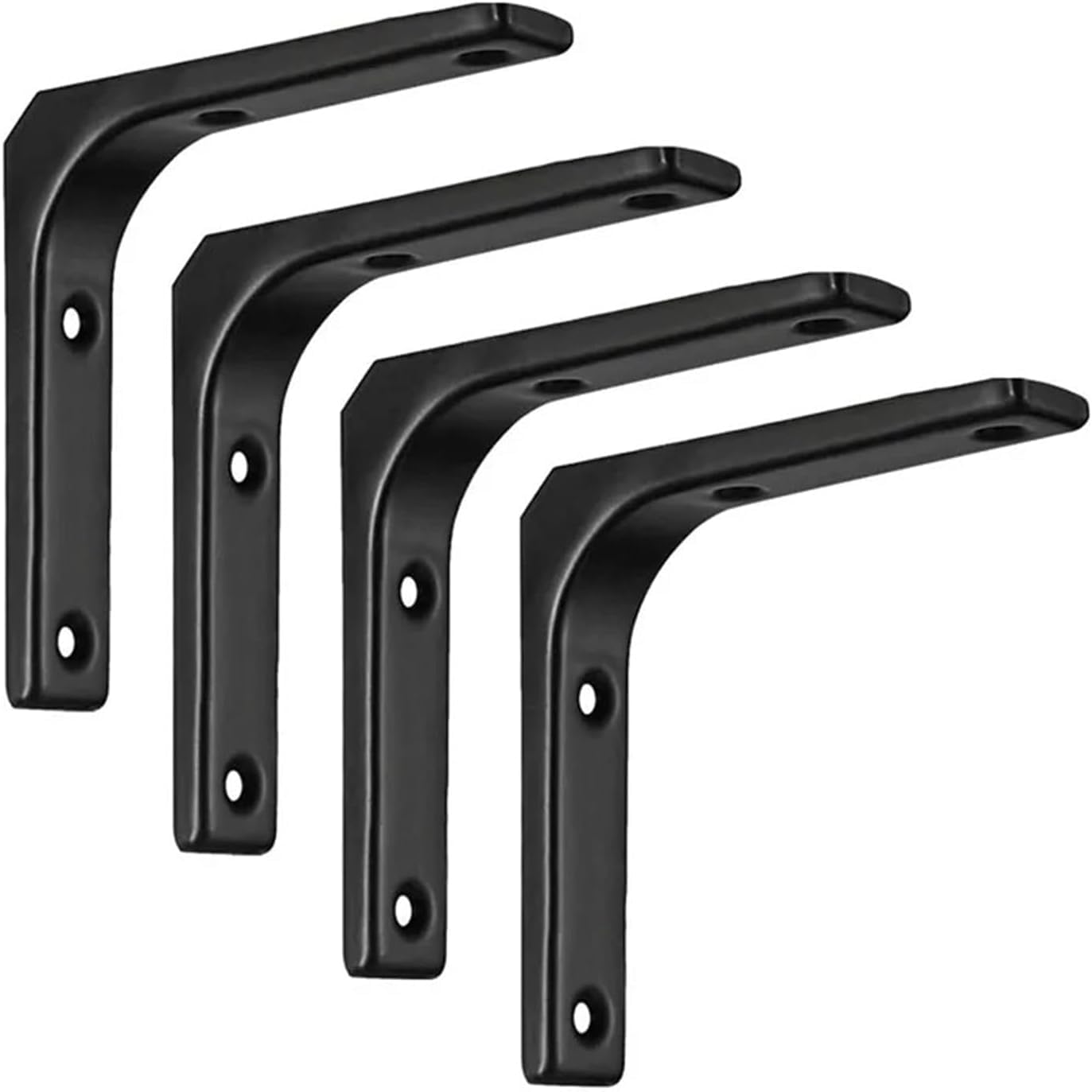 L Brackets Floating Wall Shelves Black and White Stainless Steel Bore Stand Support Hardware Home(Black-a,8pcs)