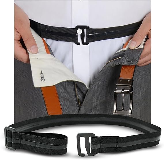 Image of Buckleless Belt Hook Tactical Metal Hook Elastic Belt Unisex Buckle-Less Invisible Waist Belts for Work & Edc (PAIR)
