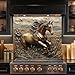 Tempered Glass Backsplash for Kitchen, Rearing Horse Glass Backsplash, Copper Look Backsplash for Kitchen Wall, Rustic Kitchen Backsplash, Easy to Install Stove Backsplash