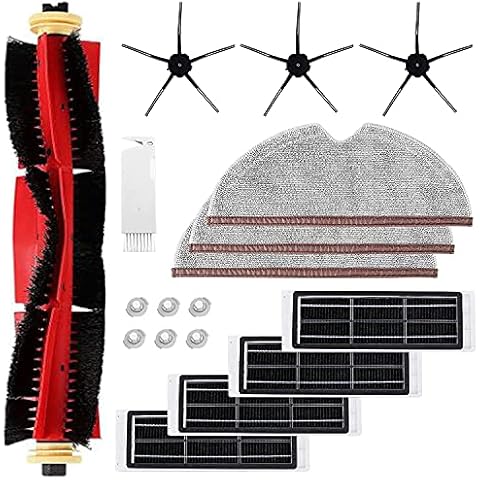 Nordun 18 Piece Accessory Part Set for Xiaomi Roborock S6 S6 MaxV S6 Pure S5 S5 Max S51 E4 E35 E20 S50 Mi Mijia Vacuum Cleaner Roller Brushes Filter Wipes Side Brushes Accessories Cover
