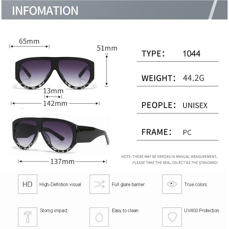 Oversized Aviator Sunglasses for Women Men Trendy Retro 70s Unique Luxury Thick Shades Classic Sun Glasses3