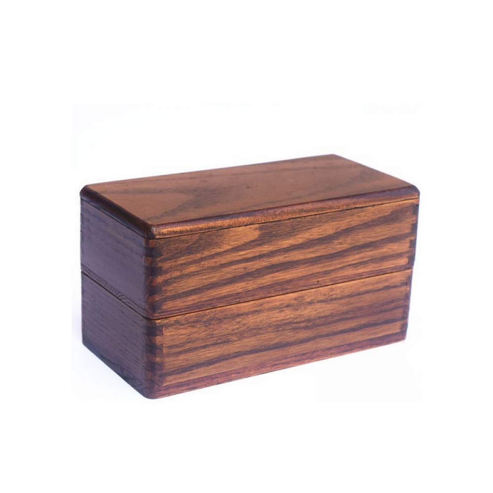 Boîte À Bento Contenants À Lunch Traditionnels Japonais en Bois Naturel, Boîte À Sushi en Bois Massif, Boîte À Couverts Rectangulaire À Double Couche pour Pique-Nique Sushi