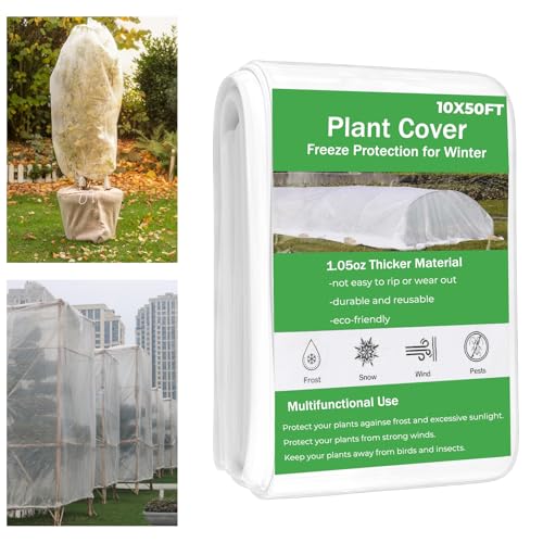 Covers Freeze Protection, Cookmaster 10x50FT Frost Cloth Plant Freeze Protection, Garden Floating Row Covers for Raised Beds/Vegetables Insect/Winter Frost (White)