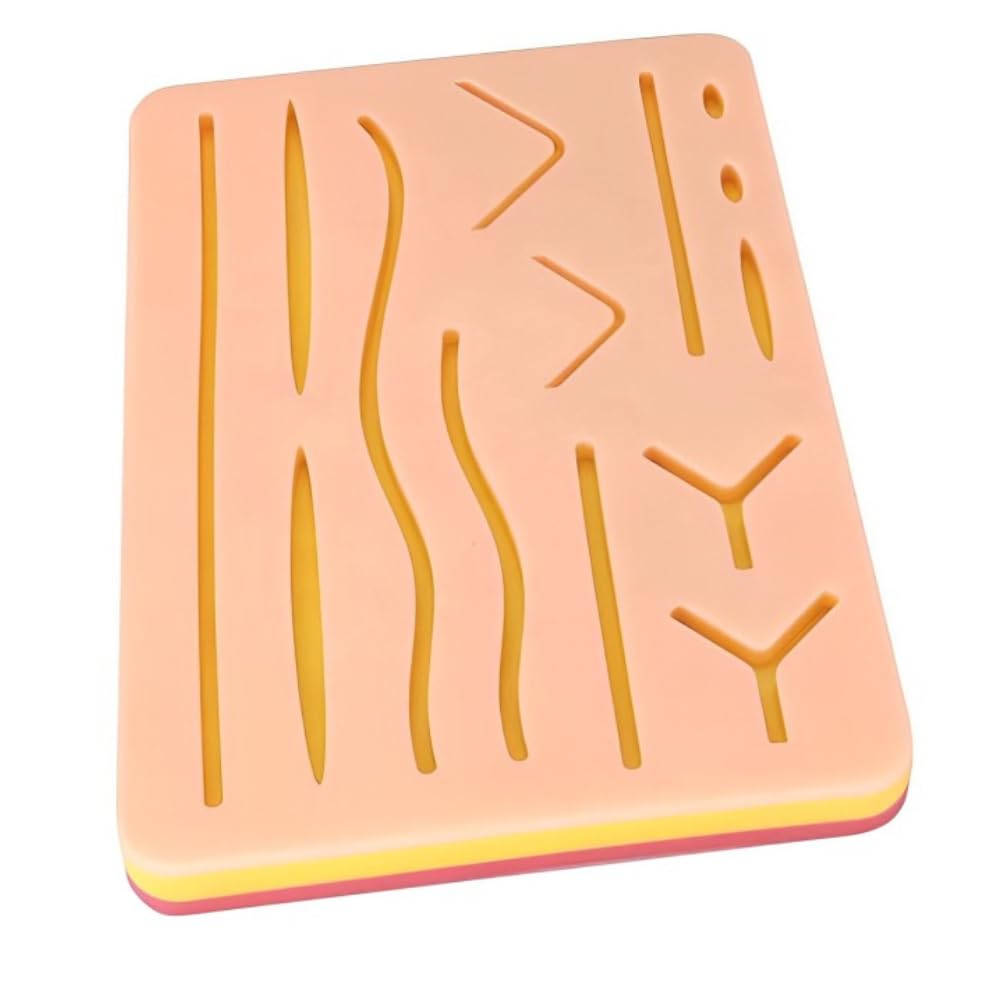 B-Arm Suture Practice Pad for Medical Stitching | Silicone Suture Practice Pad 3 layer (Human skin, Fat, Muscle) | Reusable Medical Student suturing pad compatible for suture kit-image-44