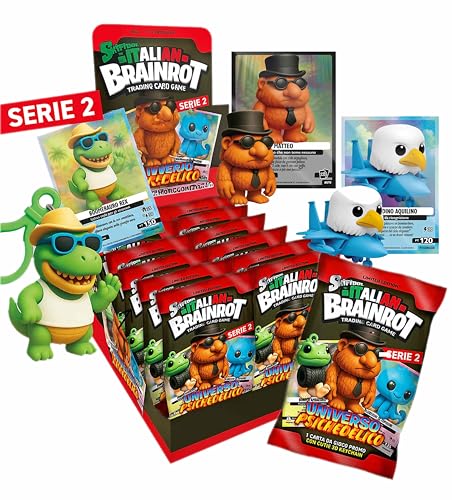 Skifidol - 12 sobres de tarjetas holográficas + personajes 3D coleccionables | Serie Italian Brainrot Universo Psicodélico | Personajes aleatorios | Segunda Serie Novedad