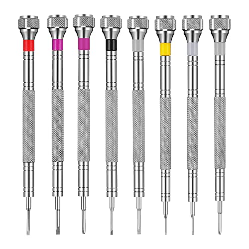 8 Stück Präzisions Schraubendreher Juwelier Schraubendreher Set Uhren Reparatur Schraubendreher Set 0 6/0 8/1 0/1 2/1 4/1 6 mm Mikro Schraubendreher für Uhren Brillen Reparatur