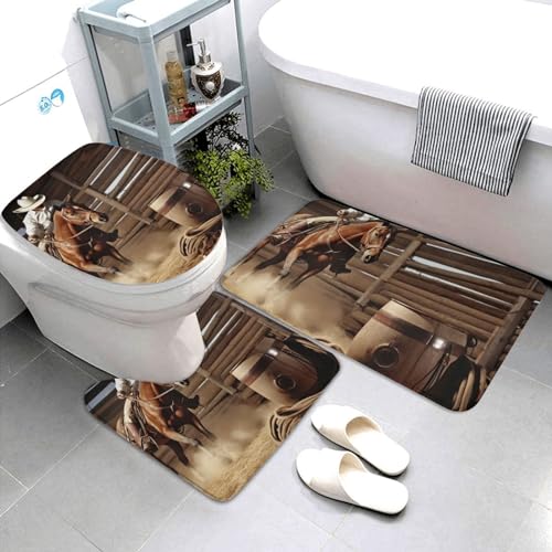 Tapis de bain lot de 3 contour wc en flanelle tapis de sol de douche lavable