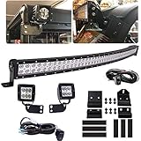 WeiSen Front Windshield 50 Inch 288W Curved LED Light Bar Pro-Fit Cage Mount Kit ＆ Rear Roof Pair...