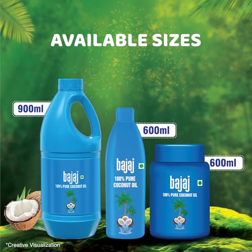 Image of Bajaj 100% Pure Coconut Oil 900ml | Made with Premium Grade 1 Quality Coconuts