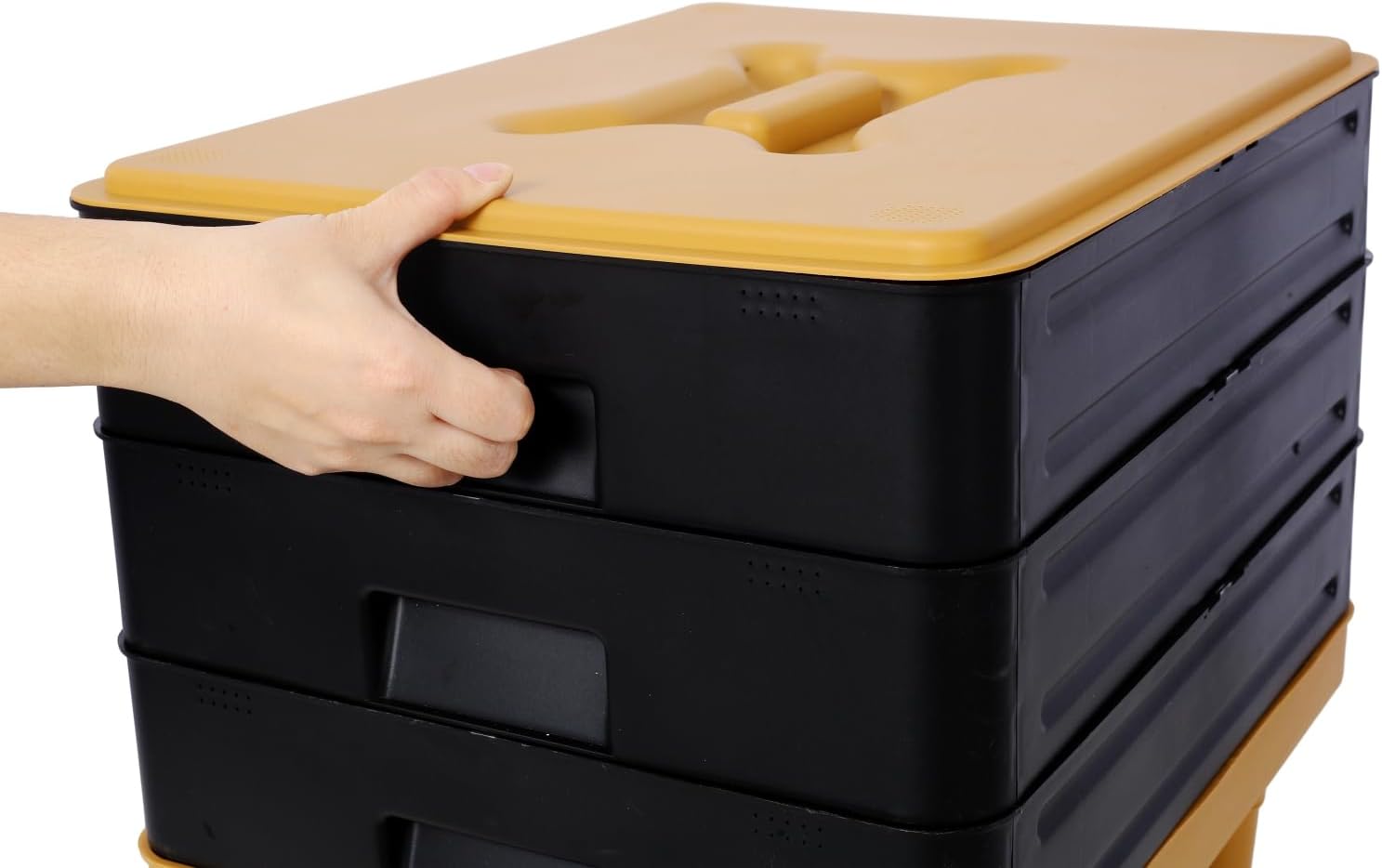 3-Tray Worm Farm Kit Plastic Yellow+Black 65L Large Capacity Composter Indoor Outdoor Sustainable Living