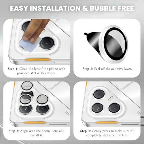Image of ArmourPro Camera Lens Protector for Tecno Pova 7 (6.78 Inches) Tough HD Individual Aluminum Alloy Rings 9H Camera Cover, Scratch-Resistant,Camera Lens Protection| Silver, 1 Pack