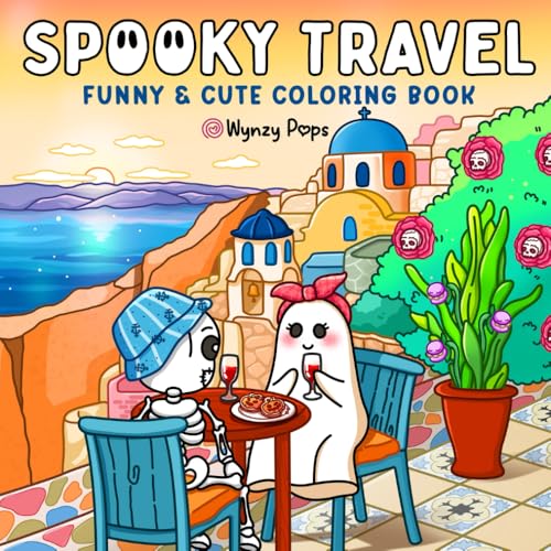 Spooky Travel Coloring Book: Relaxing Adult Coloring Pages With Cute Spooky Characters And Funny Travel Scenes - Relaxation Gift For Adults And Colorists, Comfy Designs image 2