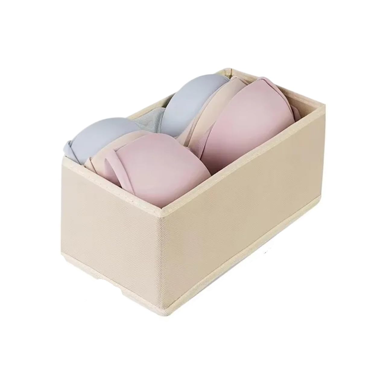 QMVDOJR Foldable Drawer Organizers Clothing Socks Storage Box Wardrobe Closet Underwear Boxes Organizer Organization(Beige-M)