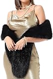 BSLVWG Femmes faux fourrure col écharpe envelopper l'hiver chaud écharpe cap élégant cou plus chaud col dames écharpe mariage fête costume accessoire écharpes (Noir)