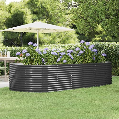 Gecheer Jardinera arriate Acero Recubrimiento Polvo Gris 291x140x68 cm,Macetero Macetas Flores Plantas Jardinera de Jardín Exterior,Type 1