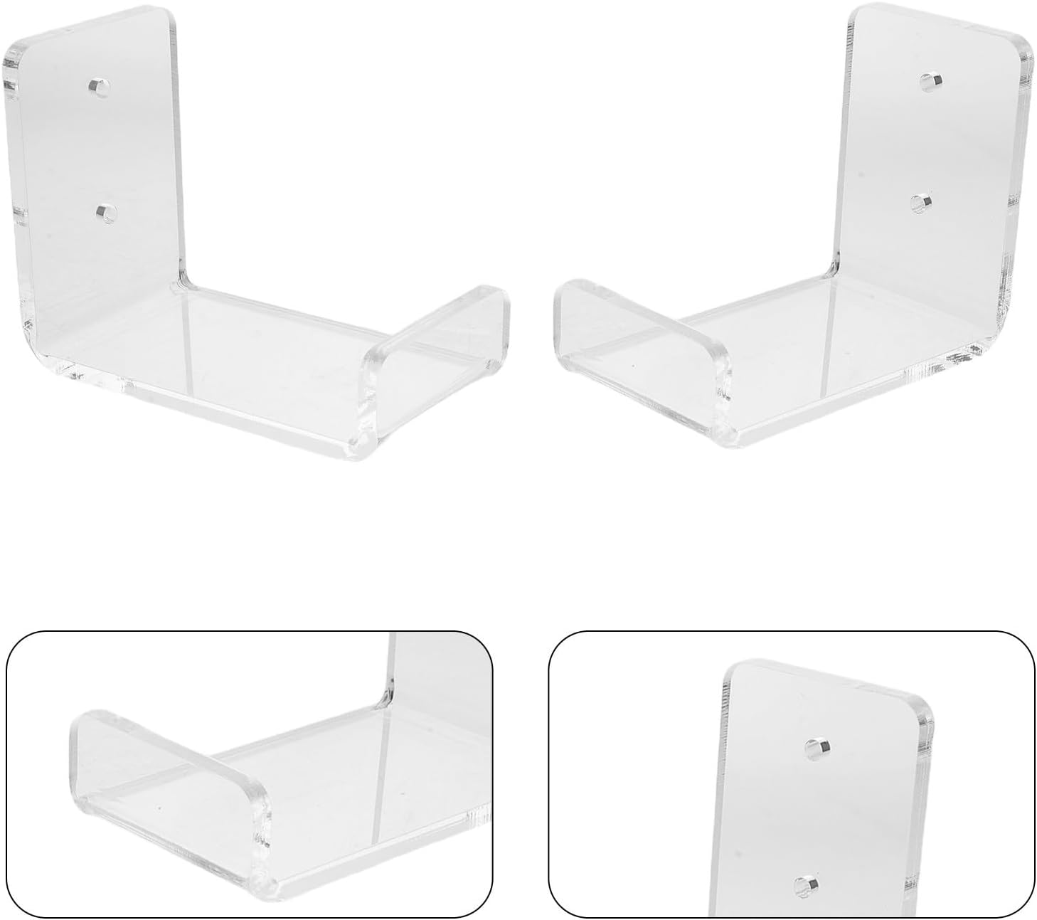 2pcs Acrylic Wall Mounted Skateboard Display Holder with Hardware | Horizontal Board Support, Fits Surfboard and Snowboard Use, Collector Storage for Brick or Plaster Surfaces