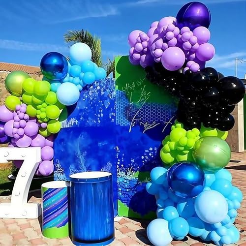 Image of Black and Green Balloons, 60PCS Teal Blue Green Purple Video Game Balloons, Black Purple Blue Balloon for Man Video Game Baby Shower Birthday Monsters Theme Boys Game Night Party Decorations Supplies