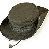 Wide Brim Boonie Hat, Men & Women Top Camo Bucket Hats for Safari Military Beach