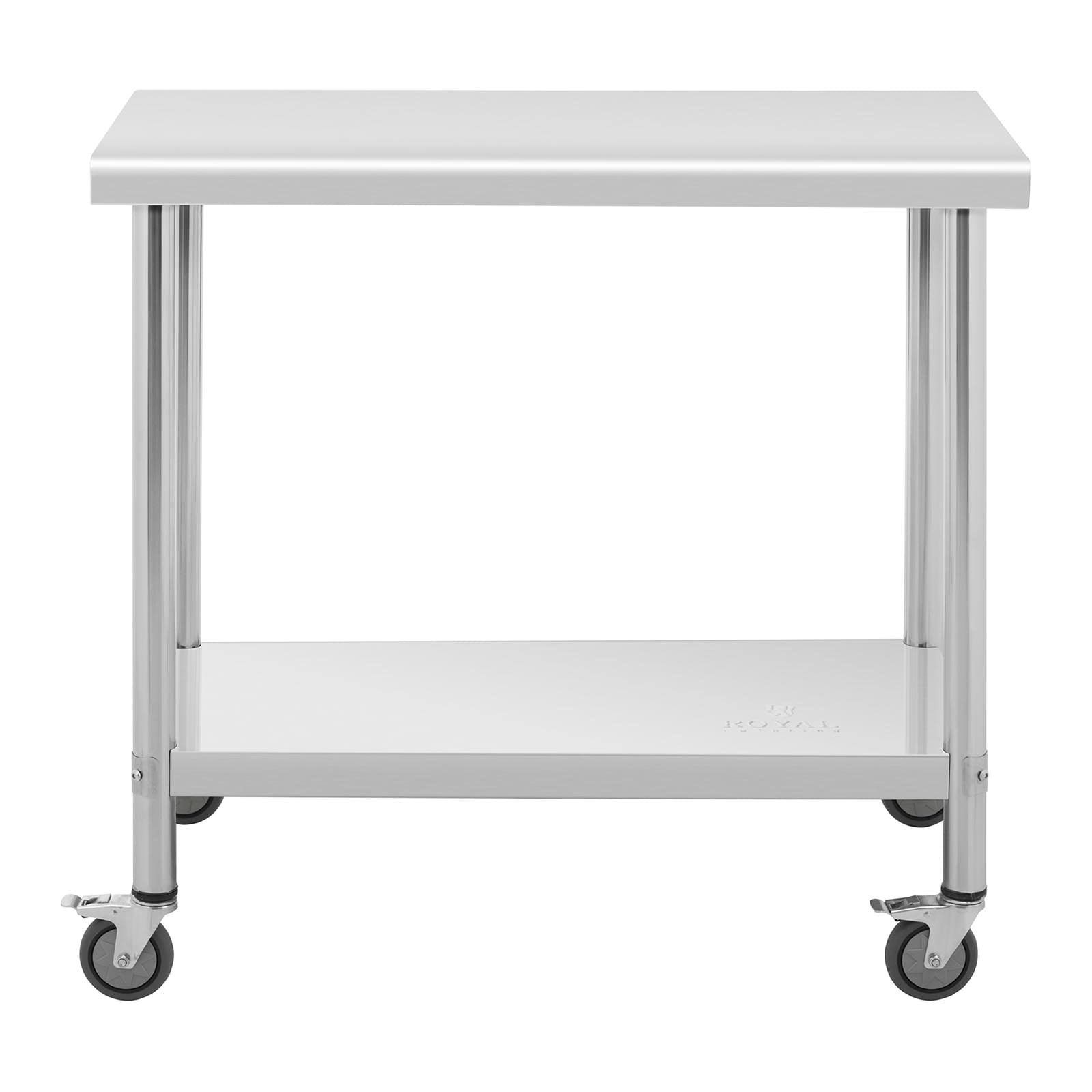 Royal Catering Edelstahltisch mit Rollen 70 x 100 cm 155 kg Tragkraft Arbeitstisch